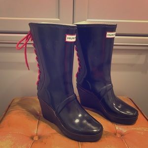 **Sale**🎉🎉 Hunter Boots Black Wedges